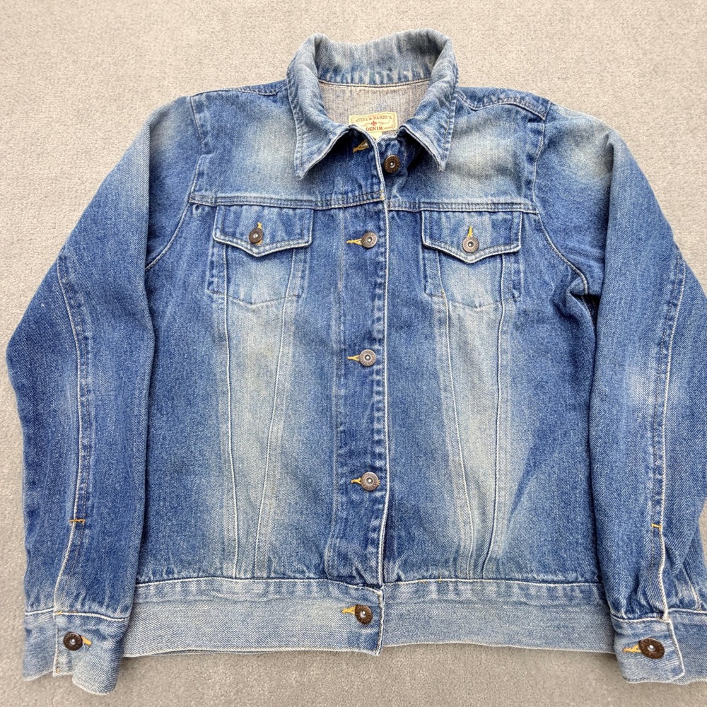 Steve & Barry's Denim Trucker Jacket Mens Medium Blue Cotton Jean Jacket Vintage